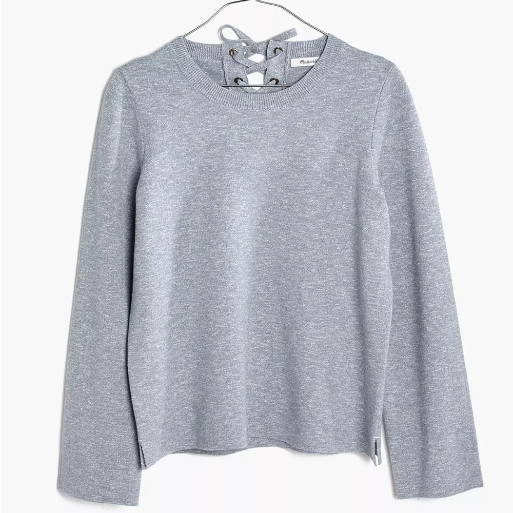 Madewell Laced-Back Sweater - Light Grey - Cotton - Small